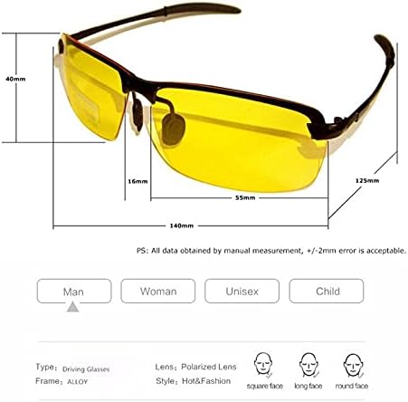 AZBUY Очила за Нощно виждане за шофиране, Очила с Антирефлексно покритие, Поляризирани UV400, Слънчеви Очила за шофьора за Нощно Виждане за Мъже и Жени