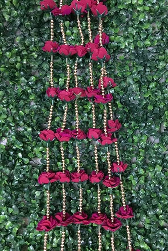 Наттс Рос (Gulab) с Перлата на цвете с Дължина 155 см / 5 фута, Венец за Украса на Фестивали Navratri, Дивали, Бракосочетаний, на