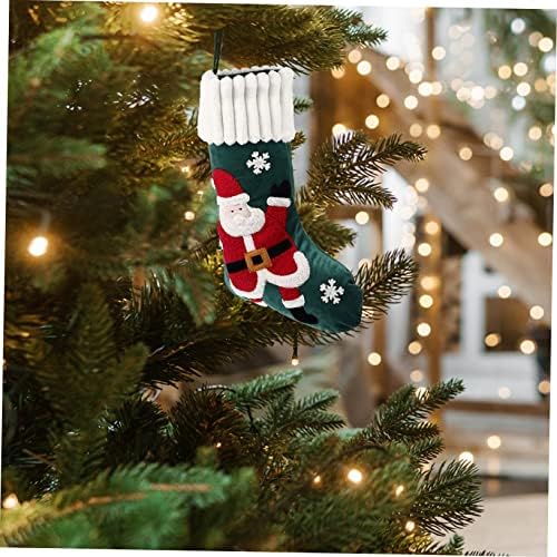 BESTOYARD Бродирани Коледни Чорапи Чанта за подаръци, Дядо Коледа Чанта за подаръци, Дядо Декор Чанта За домашни Любимци Плат Коледен