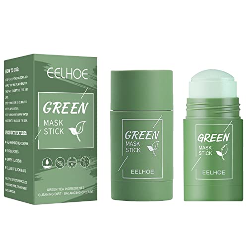 2 Опаковки Маска-стик от зелен чай, Маска-Стик за дълбоко почистване, без дълго, За премахване на черни точки, Контрол на омазняване, Натурална, подобрява акнето, за д