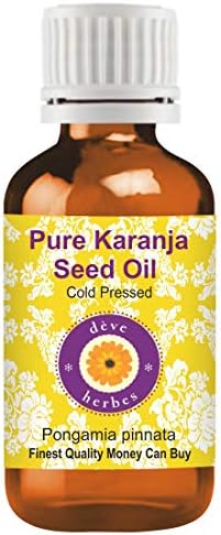 Deve Herbs Чисто масло от семена на караньи (Pongamia pinnata) от вътрешната Пластмасова евро-капкомер Естествен Терапевтични качество, студено пресовано 5 мл (0,16 грама)