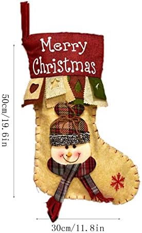 LXBNKY Големи Коледни Чорапи в Клетка с Плюшени Белезници, Декор за Отглеждане, Подарък Пакет
