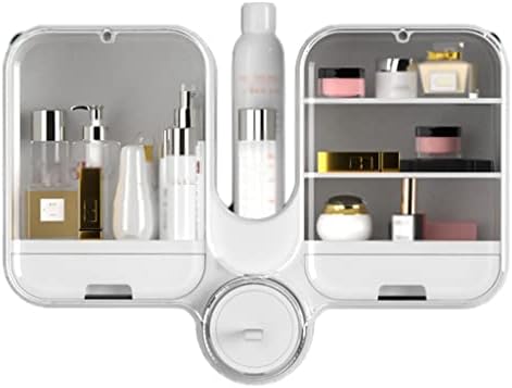 GLJ Кутия за съхранение на козметика с голям капацитет, Стенни полици за парфюмерийни средства за грижа за кожата в банята, предотвращающая