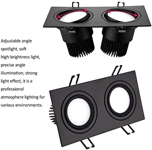 SDUYTDG 2 Глави, Една лампа с няколко висулки, бял/черен Правоъгълник, Може да се отразят 10-60 W въртяща се точка осветление, Пластинчатый