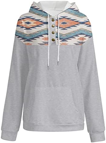 uikmnh Дамски Hoody С качулка Хлопчатобумажный Джоба Ежедневни Аргайловая Зимна Блуза с Дълъг Ръкав Копчета Hoody С Качулка