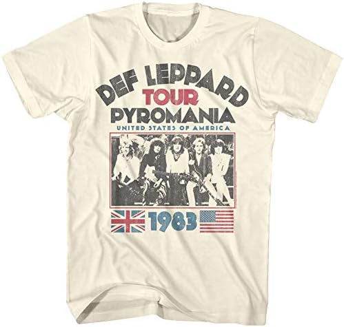 Def Leppard 1977 Английска рок група 1983 САЩ Обиколка Пиромании Натурална Тениска за възрастни