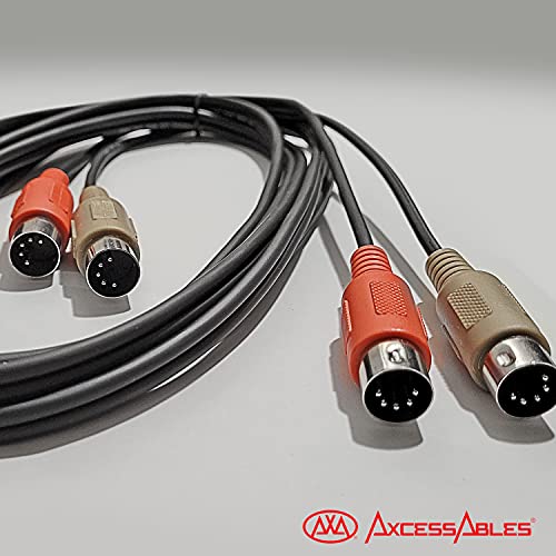 10-крак MIDI кабел AxcessAbles с две 5-контактни съединения и две 5-контактни съединения. Кабел MIDI (Musical Instrument Digital