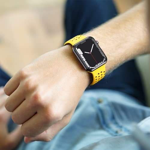 Foufousun 6 опаковки спортни ленти, съвместими с джапанки Apple Watch 49 мм 45 мм 44 мм 42 мм 41 мм 40 мм, 38 мм и дишаща Мек Силиконов Спортен Женски Мъжки Взаимозаменяеми каишка, съвм