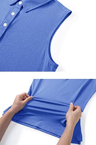 Дамски ризи Поло-Голф TACVASEN Без ръкави, бързо съхнещи, Леки Спортни Блузи с яка и 4 Копчета