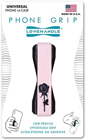 Универсална писалка за телефон LOVEHANDLE за повечето смартфони, мини-таблети и седалките, Еластична каишка Черен Розов цвят, с черна основа, LH-01-BlackRose