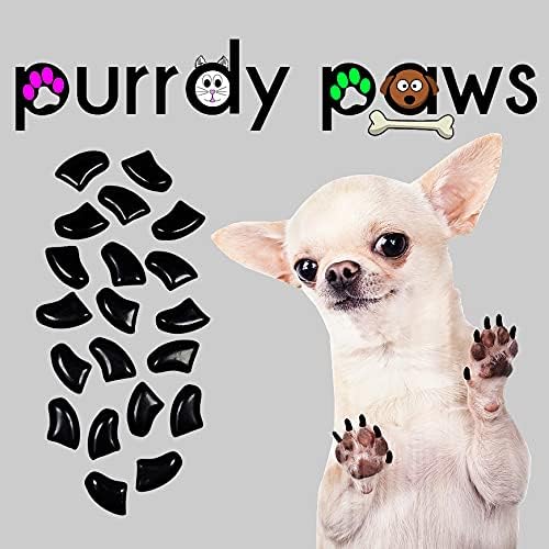 Purrdy Paws, доставка на 6 месеца, меки шапки за кучешки нокти, черни, големи,