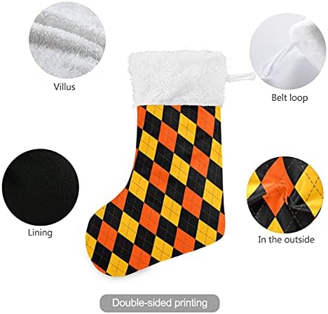 Коледни Чорапи ALAZA, Шотландски чорапи в клетката на Хелоуин, оранжеви, Черни, Жълти, Класически Персонализирани Големи Чорапи,