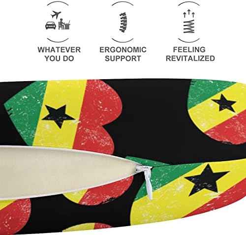Възглавница за Врата с Флага във формата на Сърце в Ретро стил от Гана, Мека Моющаяся U-Образна Възглавница за Пътуване в Домашния