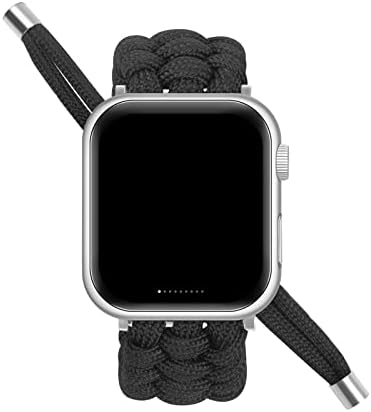 hualikiou Paracord е Съвместим с каишка на Apple Watch Черен 38 мм 40 мм 41 мм 42 мм 44 мм 45 мм на 49 мм За мъже и жени, Найлонов Спортен Регулируема Каишка Гривна, Съвместим с iWatch Series 8 7 6 5 4