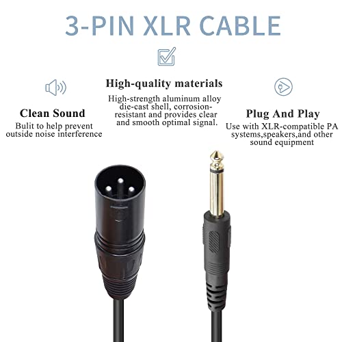 QIANRENON XLR Съединители към 1/4 Штекерному Балансному кабел-Адаптер TRS 6,35 мм към XLR 3-Пинов Моно Аудио Кабел За свързване на Преобразуване Кабел 1,5 м /4,9 фута