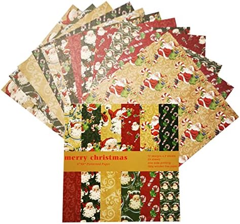 Коледна Хартия за Албуми, 6x6, Коледен Модел Разнообразни, 24 бр., Декоративна Хартия за производство на пощенски картички Направи