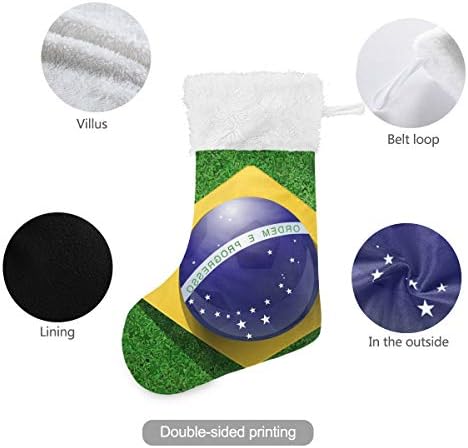 Футболна Топка PIMILAGU с Бразилски Флаг На Полето, Коледни Чорапи, 1 Опаковка 17,7 , Окачените Чорапи за Коледна Украса