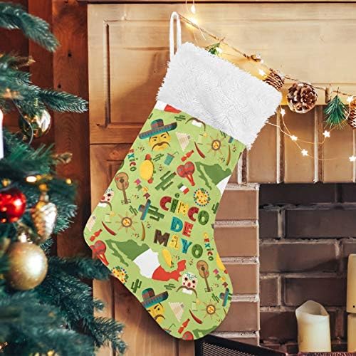 Зелени Коледни Чорапи в латинския стил PIMILAGU, 1 Опаковка, 17,7 инча, Окачени Чорапи за Коледна украса