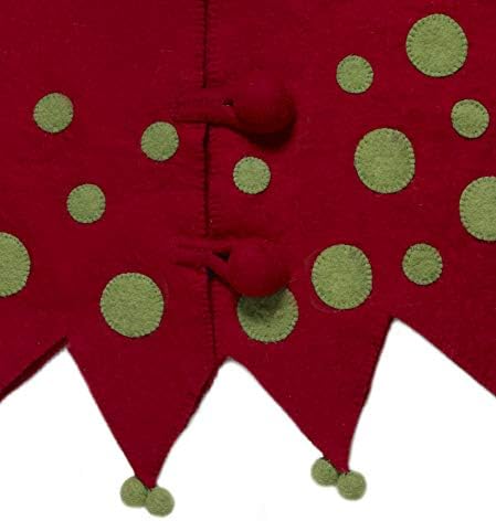 Пола за Коледната елха от филц, ръчно изработени - Шут в червен и зелен цветове - 60