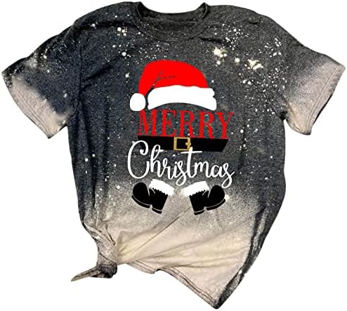 Тениска за Жени с Коледните Принтом, Ежедневни Летни Блузи, тениски с Къс Ръкав, Без Топ, Дамски Риза с Дълъг Ръкав