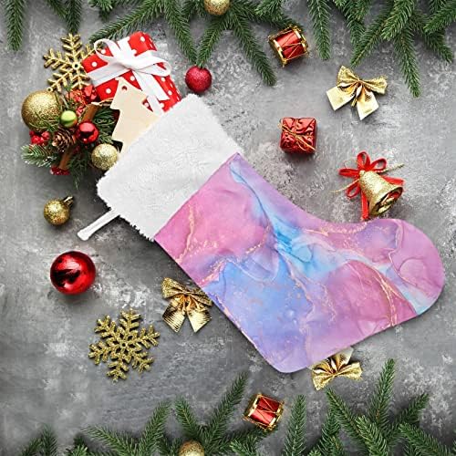 Коледни Чорапи ALAZA Пастелни Розови Мраморни Класически Персонални Декорации за Отглеждане в Голям размер за Семейна Празничния