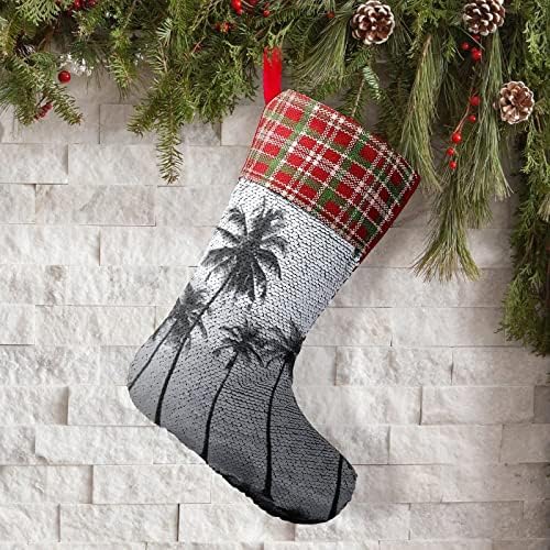 Коледни Празници Чорапи с Пайети с Шарките на Палмово Дърво, Обръщане на Магически Състав, което променя Цвета си, за Коледната