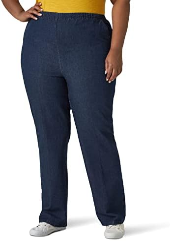 Дамски панталон от шикозна класическа колекция Plus от памук, с еластичен колан
