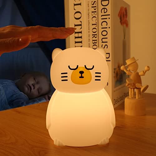 Лека нощ SALUOKE Котка за децата: 7 Променящия се цвят на силиконови меки детски ночников с USB-акумулаторна кавайной лампа за детска стая за декор на стаята - Подаръци за