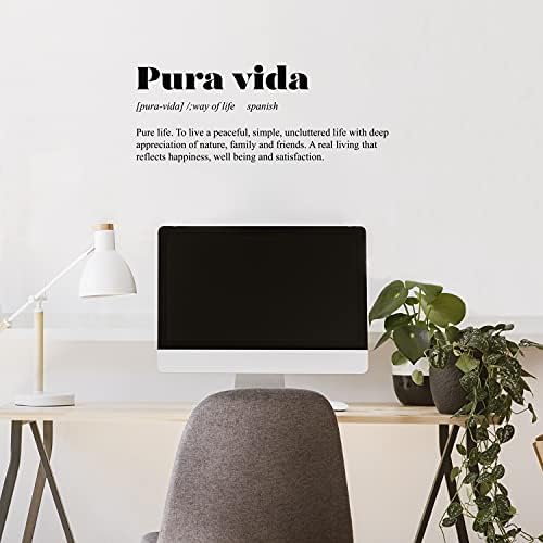 Vinyl Стикер на стената - Pura Vida - 11,5 х 30 - Модерен Страхотна Вдъхновяваща Положителна Стикер с испанска Фраза и Цитат за