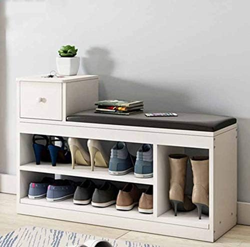 WSZJJ Бял 3-те Нива Рафтове за обувки, Пейка за Съхранение със Седалка и чекмедже Мебели за Коридора са с Дървена (Цвят: A)