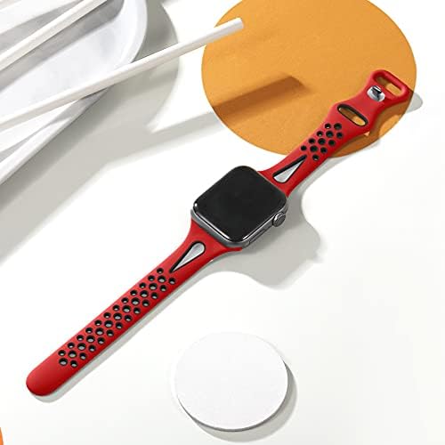 Getino е Съвместим с каишка на Apple Watch 40 мм 38 мм 41 мм 42 44 мм 45 мм на 49 мм за жени и мъже iWatch SE Ultra Series 8 7 6 5 4 3 2 1, Стилни Трайни дишащи меки силиконови Тънки спортни сменяеми въ