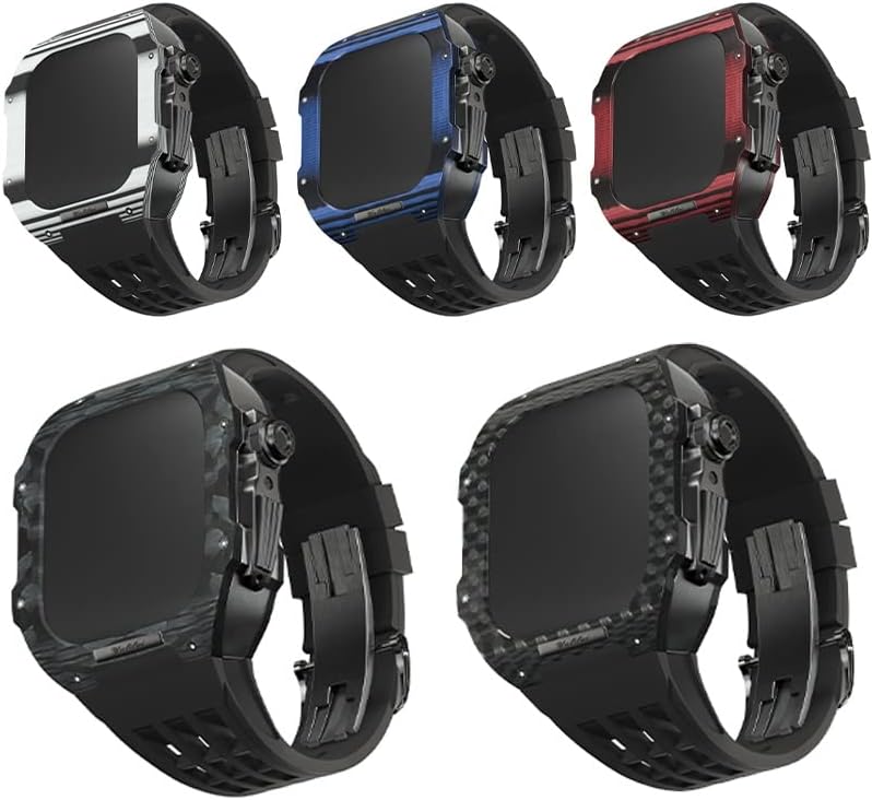 Комплект ленти за часа NEYENS от въглеродни влакна за Apple Watch серия 8/7/6/5/4 / SE, каишка за часовник iwatch 44/45 мм, Луксозен