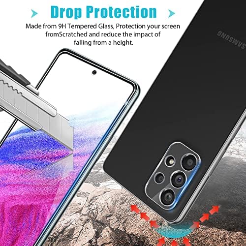 Zeking [3 + 3 опаковки] е Предназначен за Samsung Galaxy A73 със защита от закалено стъкло 5G и обектива на камерата, твърдост HD