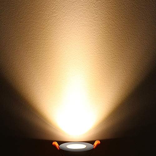 inShareplus 2-Инчов led лампа, Встраиваемое осветление на КОЧАН с регулируема яркост 3 W, Топло бяла 3000 ДО CRI80, Металик, led