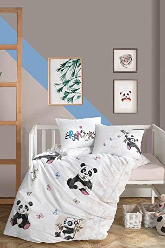 Комплект детско спално бельо Paradise RANFORCE от памук с хубава Тема Панди, Комплект спално бельо в Детско креватче за най-Малките