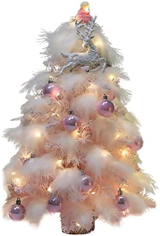 SEWACC 1 бр. Коледна Украса За вашия Работен Плот, Коледно Дърво, Декоративна Елха с Пера (Розово), Начало Декор
