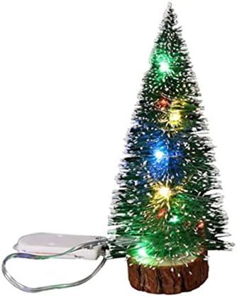 Настолна Коледно Дърво със светлини, Коледни Мини коледно дърво за Украса, Миниатюрна Елха със Светлина, Изкуствена Коледна Настолна Елха 15 см