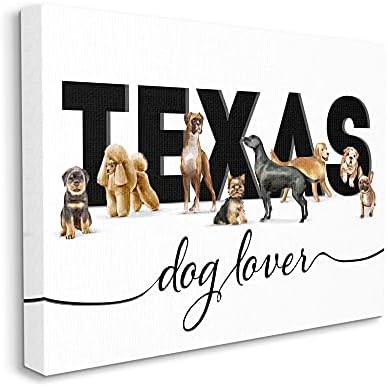 Stupell Industries Тексас за Любителите на Кучета Семейство Любими Домашни Животни Платно Стенно Изкуство