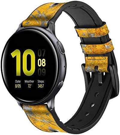 CA0814 Ржавеющий От Куршуми Жълта Метална Каишка от кожа и силикон за смарт часа на Samsung Galaxy Watch Watch3, Модели Gear S3