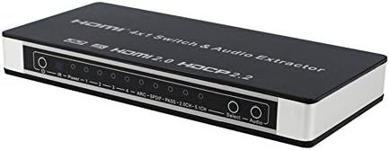 YUNZUO Версия 2.0 HDMI Превключвател Скоростна HDMI 4X1 Четири Hdmi Аудио разделител 1 изход HMDI2.0 HDCP2.2 Версия 4K 60HZ Видеораспределитель HY-5401-AS Аудио екстрактор Поддръжка на 1080P, 4K,