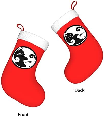 Сладки Коледни Чорапи с Котка Ин Ян, Украшения за Елхи, Коледни Чорапи за Коледа на Празнични партита, Подаръци 18 Инча