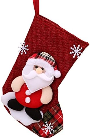Коледни Чорапи на Тъканта Коледна Чанта за Чорапи и Коледни Окачени Чорапи за Украса на парти и Коледен Cartoony Червен Комплект Зимна Пътека Блестящи Клонки