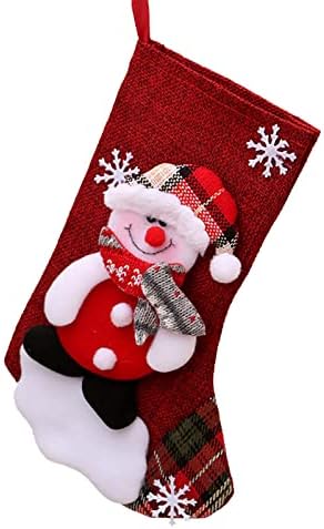 Коледни Чорапи Текстилен Коледна Торбичка за Чорапи и Коледни Окачени Чорапи за Украса на парти и Коледен Cartoony Червен Набор от Високи Стъклени Бижута