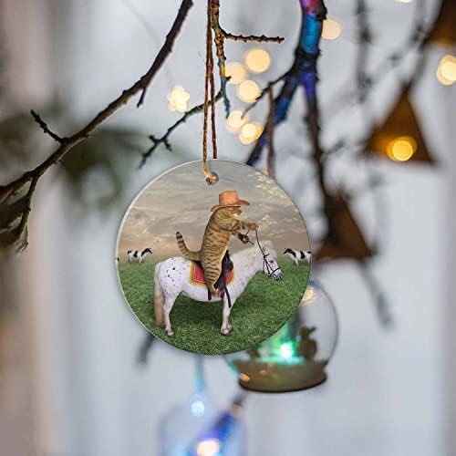 Красиви Коледни Декорации, Забавен Коледен Орнамент, 3-Инчов спомен за приятелите, Семейството, Котка Върху Коня