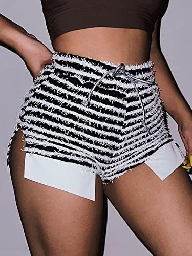 Дамски къси панталони BOLKA с шарени принтом и намаляване на дъното, Горещи къси панталони, Дамски шорти (Цвят: черно-бял, Размер: