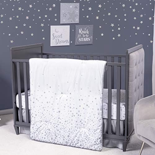 Комплект спално бельо за детска креватчета Trend Lab Sprinkle Stars от 3 теми, трета пола Неутрална цветова палитра включва Стеганое