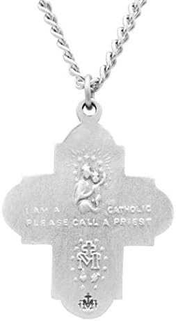 Колекция Rosemarie Религиозен Подарък Традиционен Католически Четиристранна Кръст Медал Висулка Колие 24