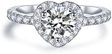 Годежни пръстени IMOLOVE с муассанитом Halo за жени Halo Пръстени за Жени 1,64 карата D VVS1, Цвят Прозрачен Пръстен с муассанитом Кръг нарязани от сребро, покрити с 18-каратово ?
