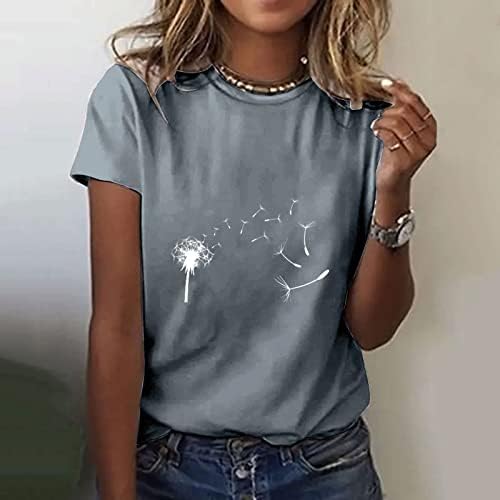 Лятна Есенна Блуза с Кръгло деколте за Момичета 2023, Дрехи с Къс Ръкав, Памучен Ежедневна Блуза с Графичен Дизайн на Тениска за Жени, NV