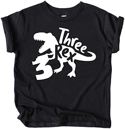 Тениски и Регланы Three Rex T-Rex Chomp на 3-тия рожден ден за малки момичета и момчета, Дрехи за 3-тия рожден ден